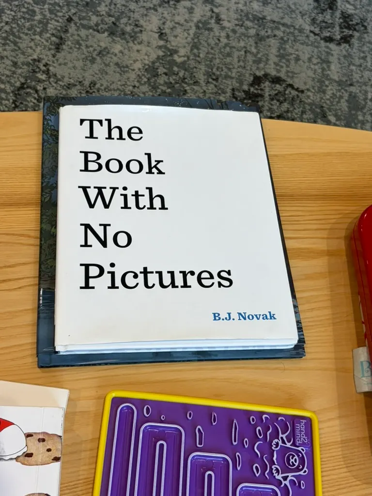The Book With No Pictures by B.J. Novak on a table